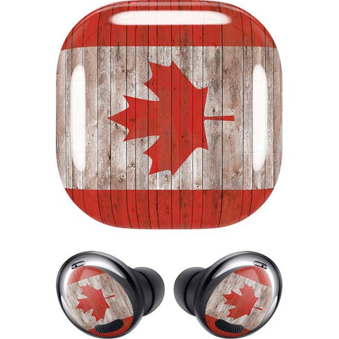 Canadian Flag Dark Wood Galaxy Buds Pro Skin